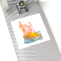 flaming mask square sticker